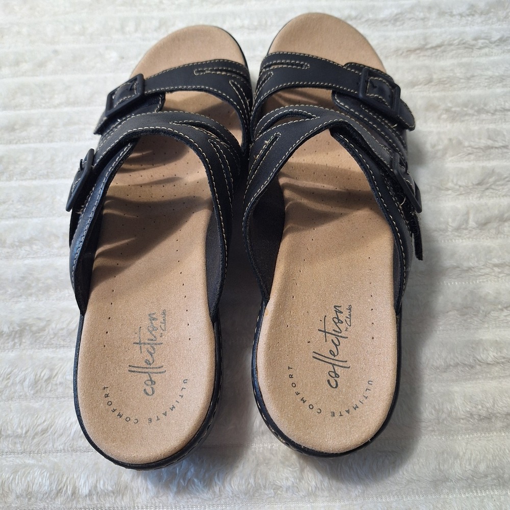 Clarks Collection Merliah Karli Sandals Womens 8 Black Slip On Adjustable... - Picture 10 of 12